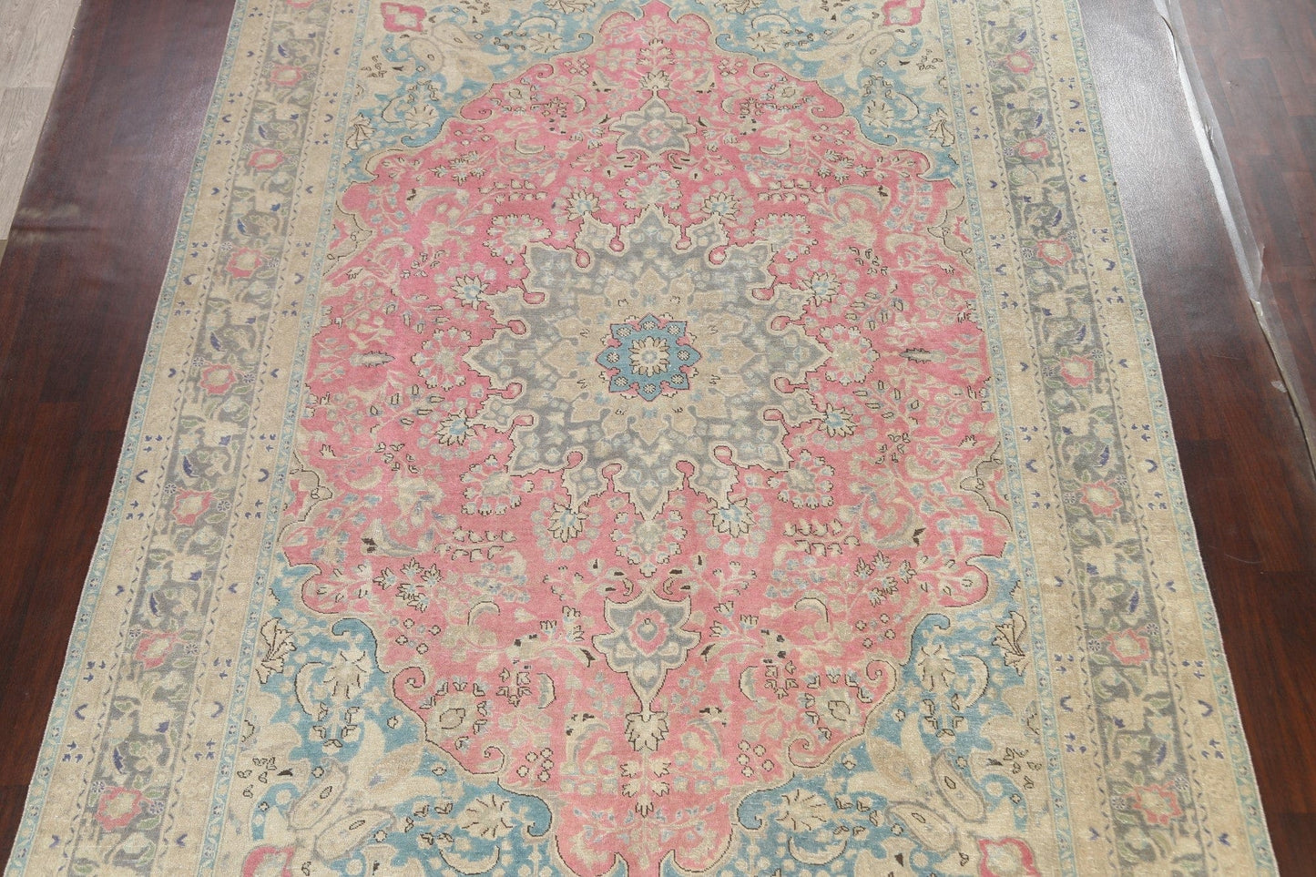 Traditional Distressed Mashad Persian Area Rug 9x13