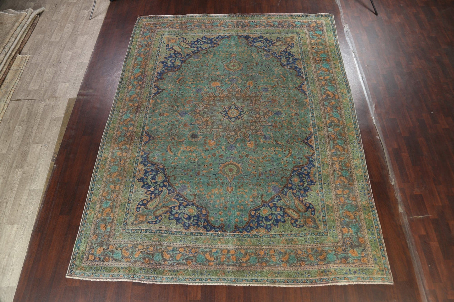 Traditional Distressed Mashad Persian Area Rug 10x13