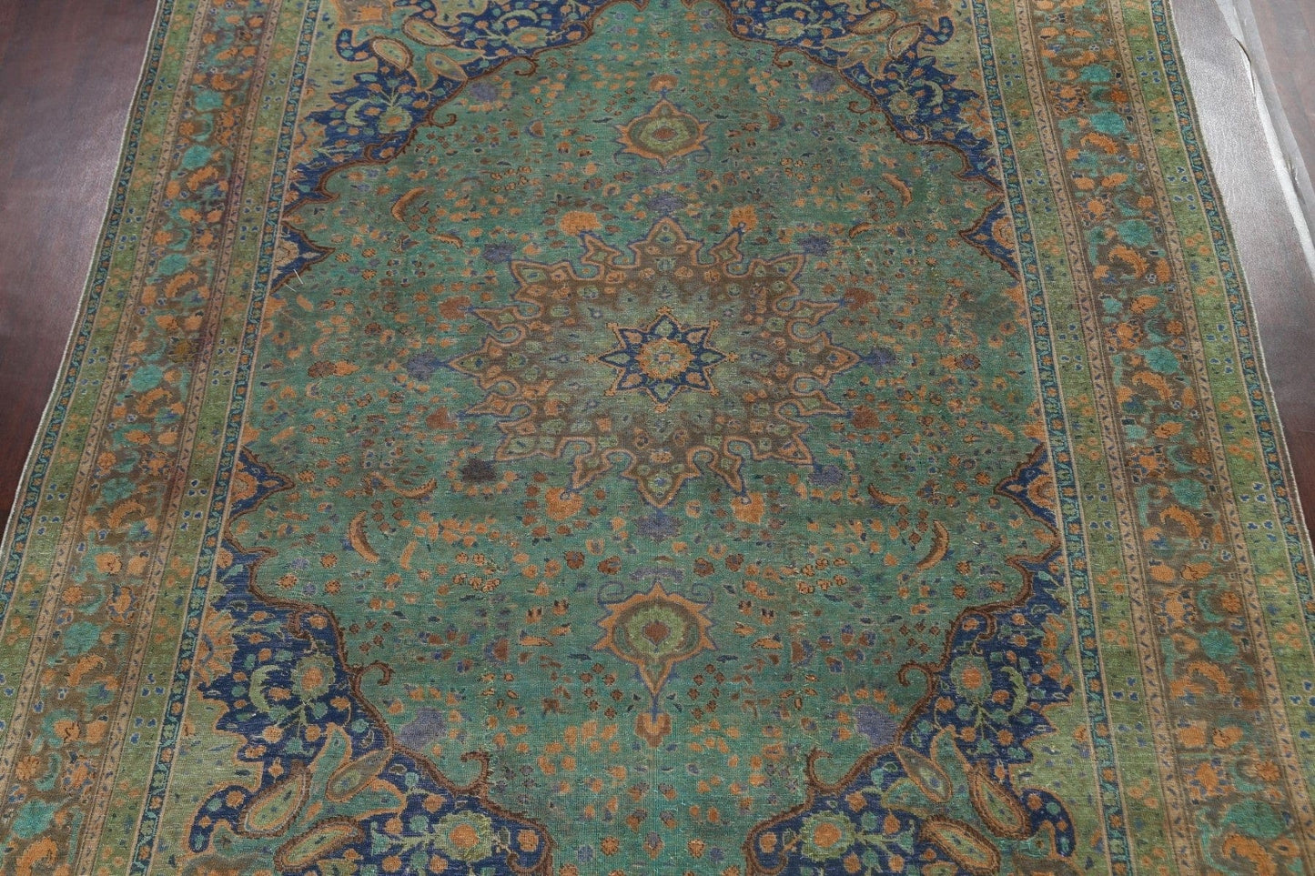 Traditional Distressed Mashad Persian Area Rug 10x13