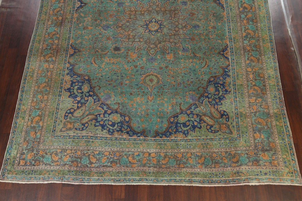 Traditional Distressed Mashad Persian Area Rug 10x13