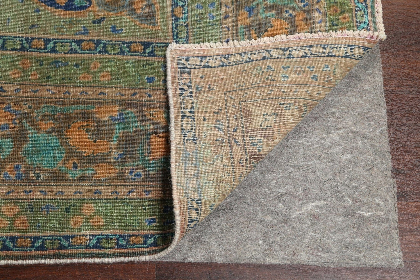 Traditional Distressed Mashad Persian Area Rug 10x13