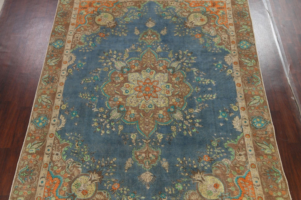 Distressed Traditional Tabriz Persian Area Rug 9x12