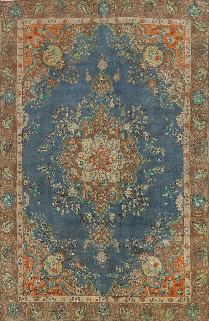 Distressed Traditional Tabriz Persian Area Rug 9x12