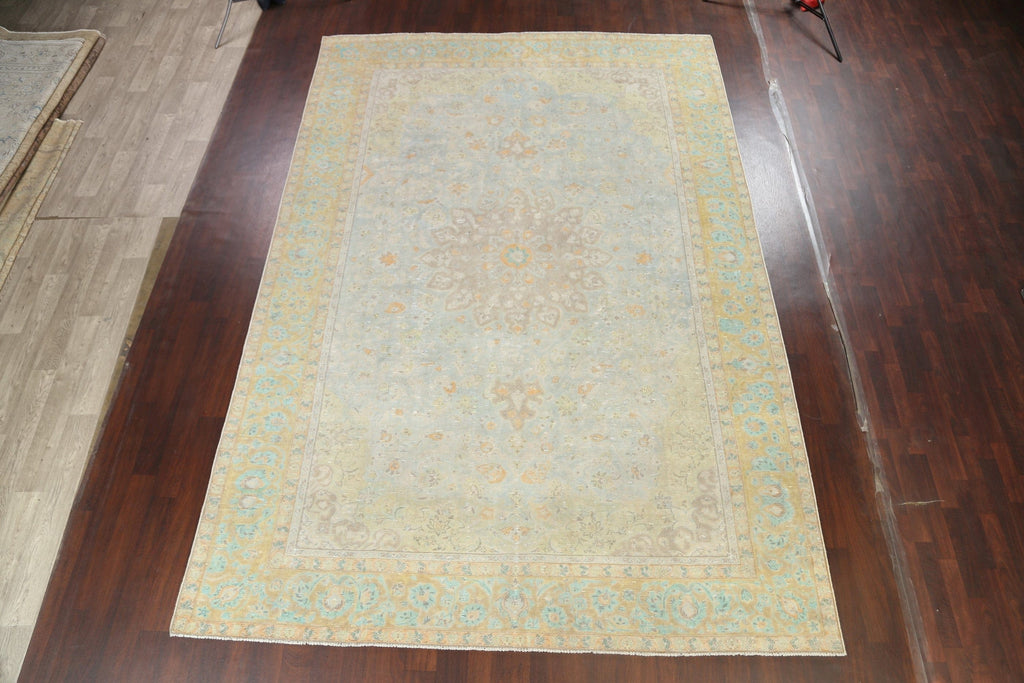 Distressed Traditional Kashan Persian Area Rug 9x13