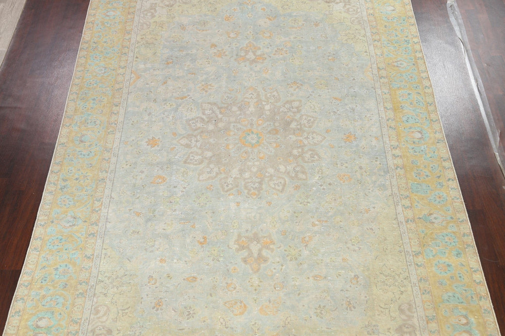 Distressed Traditional Kashan Persian Area Rug 9x13