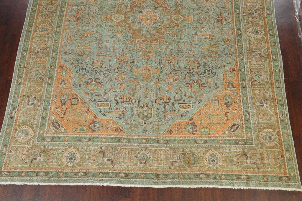 Distressed Traditional Tabriz Persian Area Rug 9x13