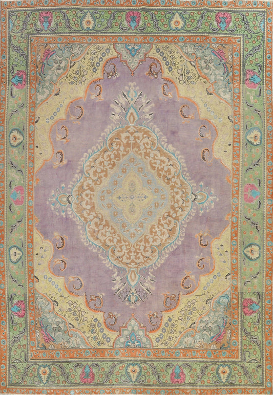 Distressed Traditional Tabriz Persian Area Rug 10x13