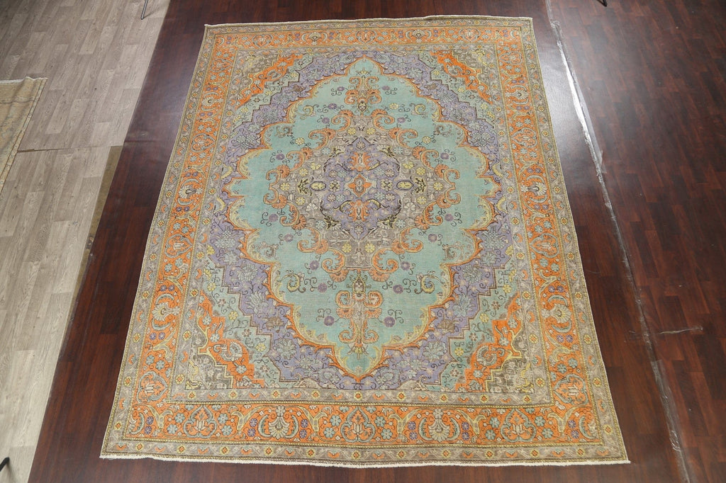 Distressed Traditional Tabriz Persian Area Rug 10x13