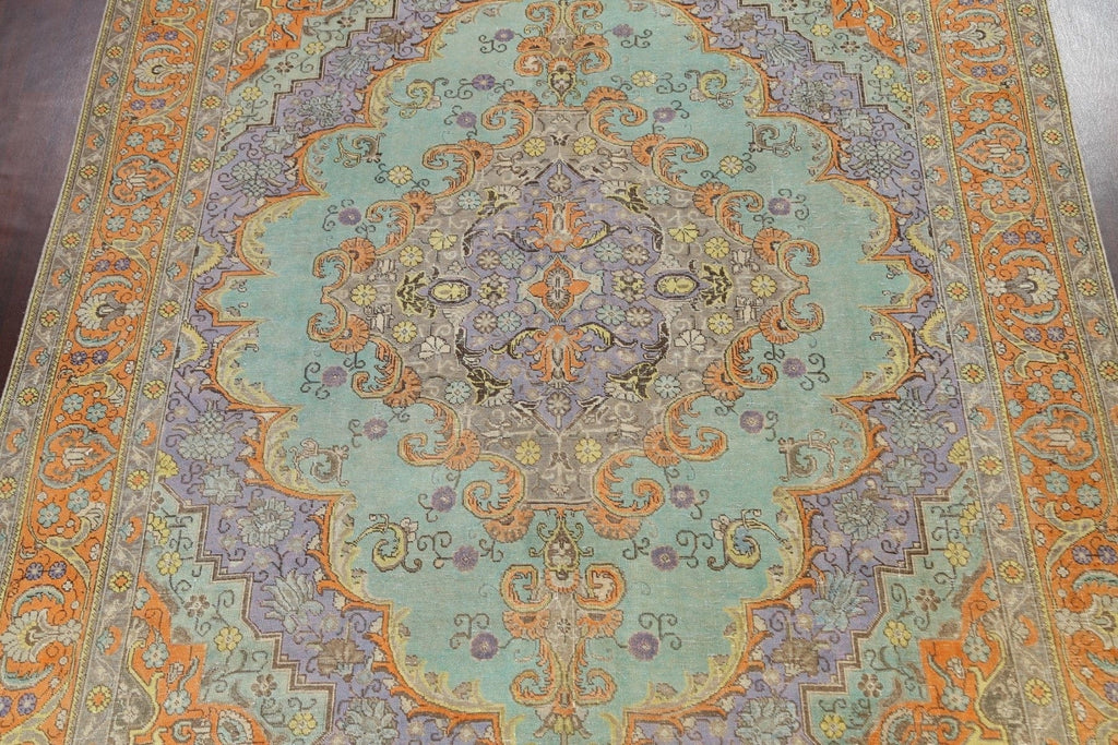 Distressed Traditional Tabriz Persian Area Rug 10x13