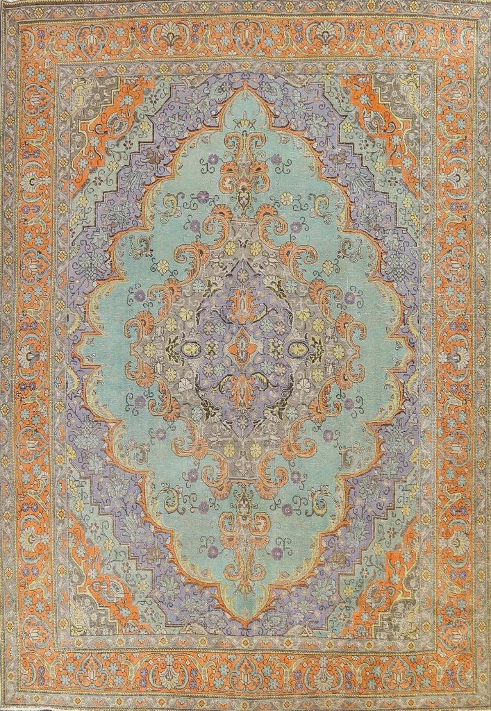 Distressed Traditional Tabriz Persian Area Rug 10x13