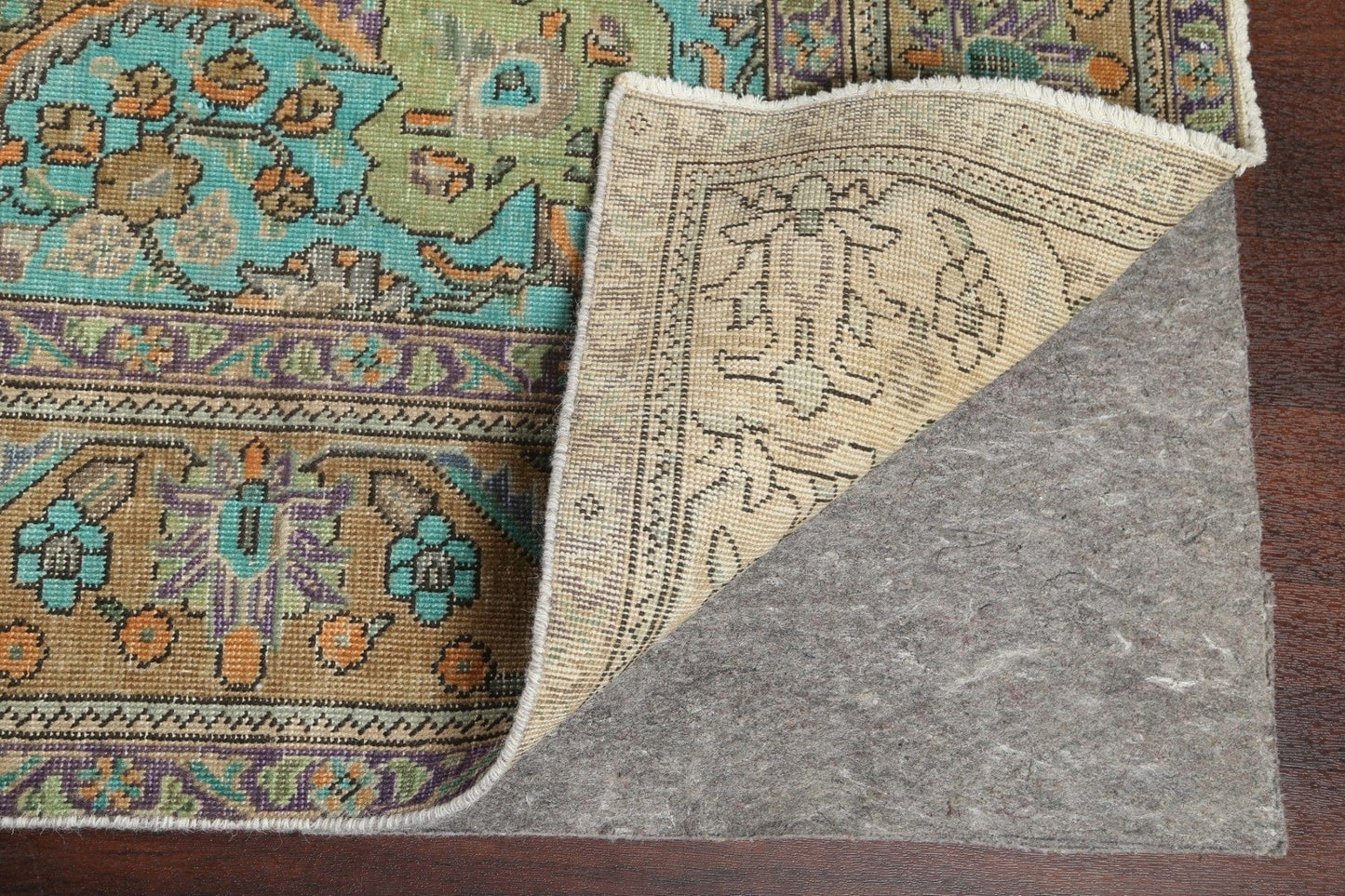 Traditional Distressed Mashad Persian Area Rug 7x10
