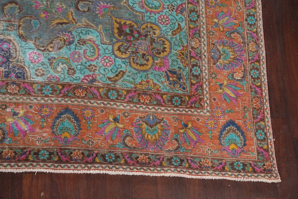 Traditional Distressed Tabriz Persian Area Rug 10x15