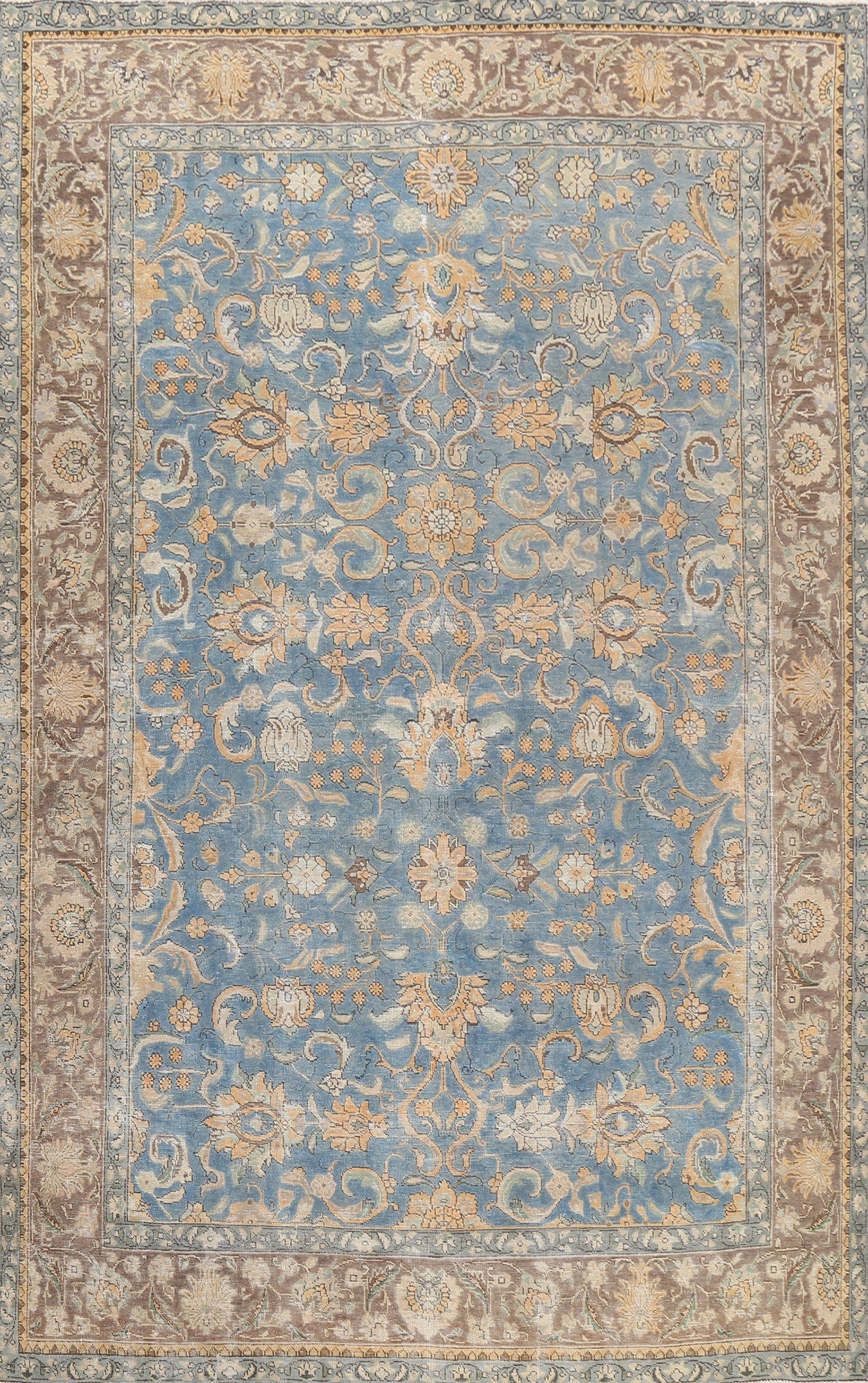 Traditional Distressed Tabriz Persian Area Rug 8x11