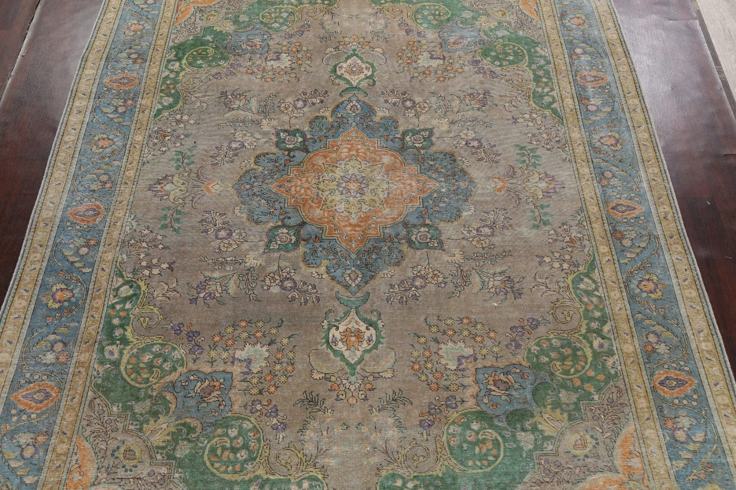 Traditional Distressed Tabriz Persian Area Rug 10x12