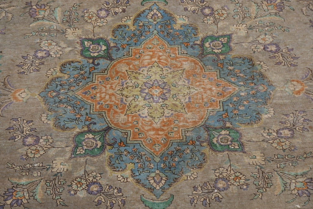 Traditional Distressed Tabriz Persian Area Rug 10x12