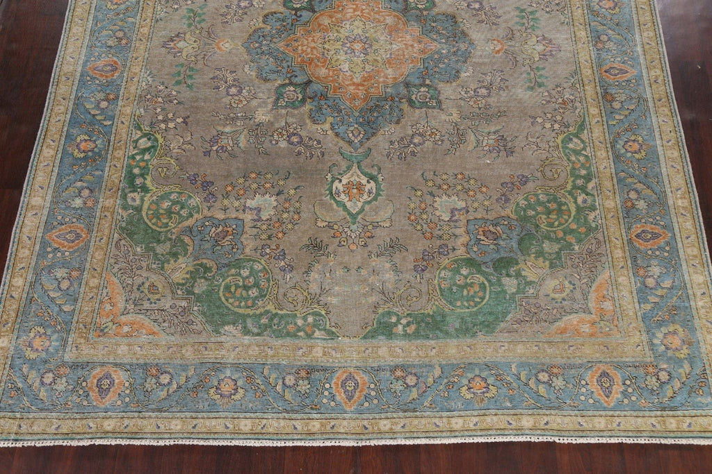 Traditional Distressed Tabriz Persian Area Rug 10x12