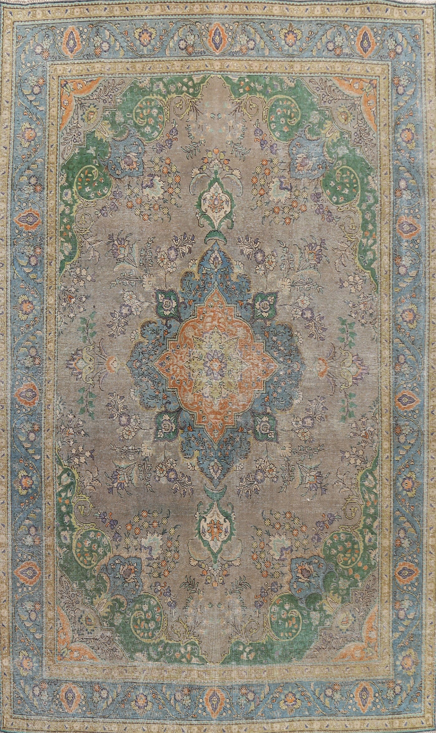 Traditional Distressed Tabriz Persian Area Rug 10x12