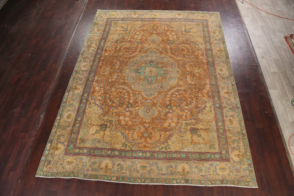 Traditional Distressed Tabriz Persian Area Rug 9x12