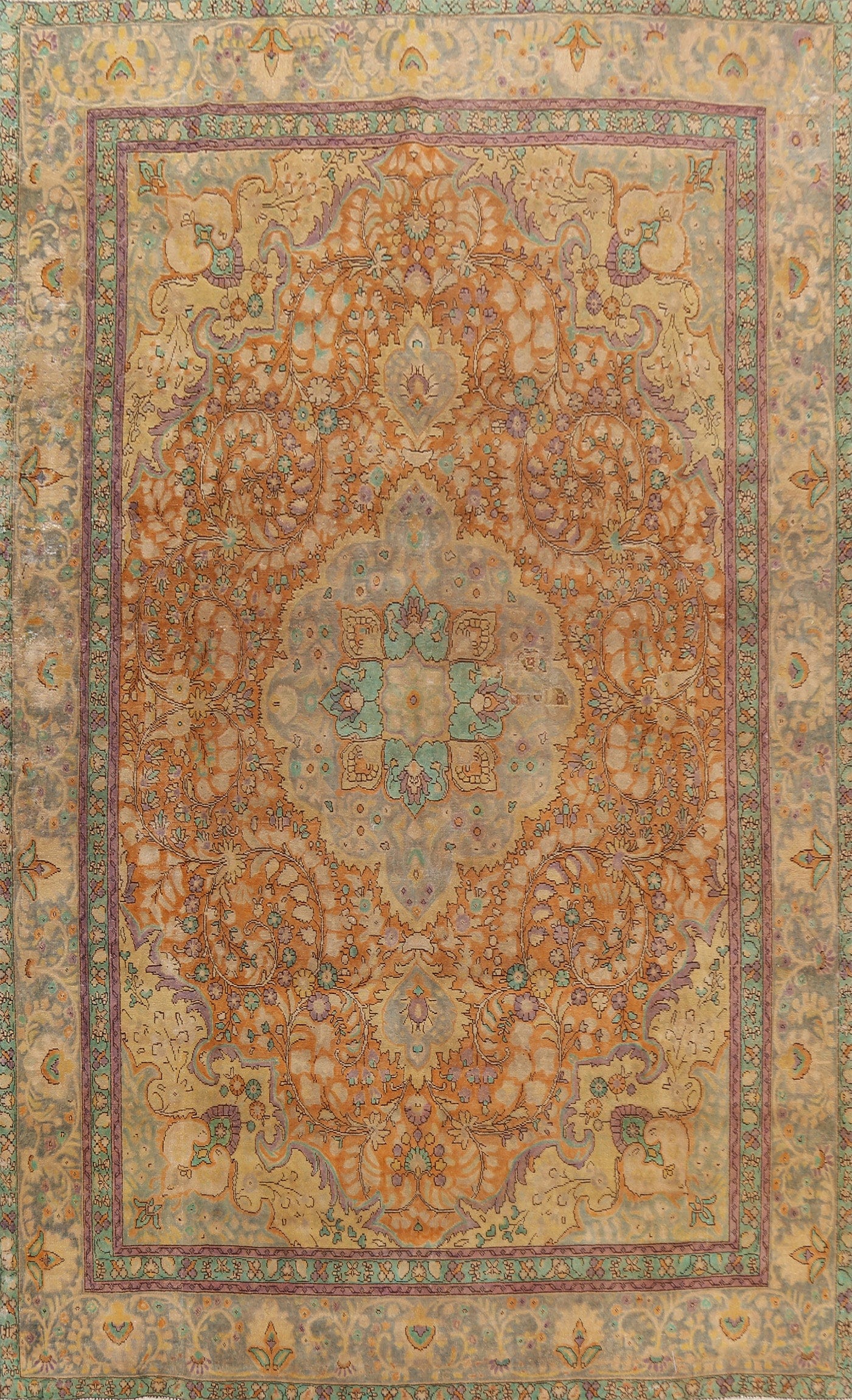 Traditional Distressed Tabriz Persian Area Rug 9x12