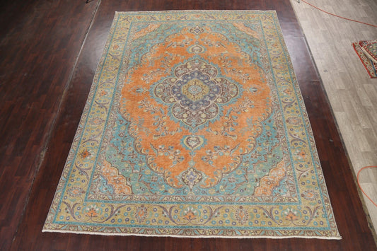 Traditional Distressed Tabriz Persian Area Rug 10x13