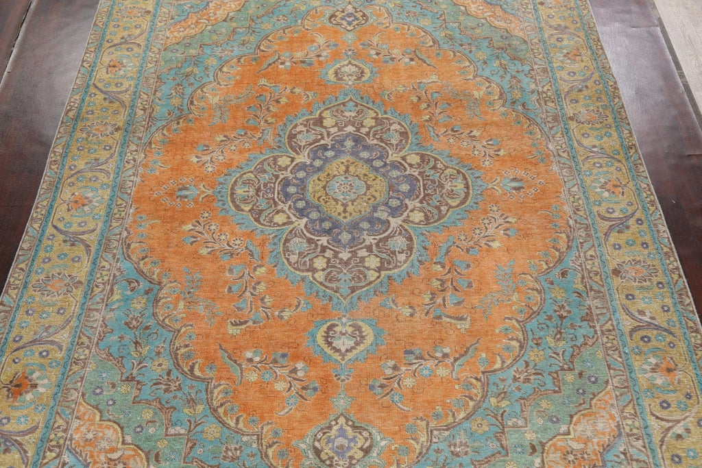 Traditional Distressed Tabriz Persian Area Rug 10x13