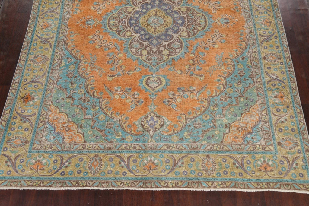 Traditional Distressed Tabriz Persian Area Rug 10x13