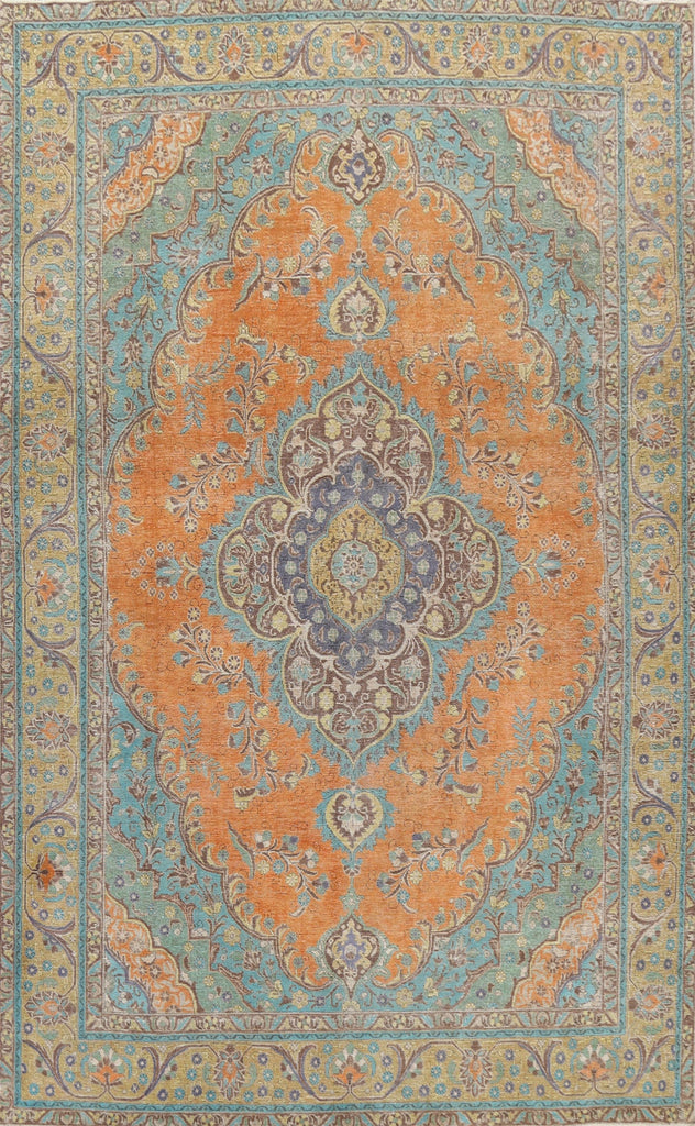 Traditional Distressed Tabriz Persian Area Rug 10x13