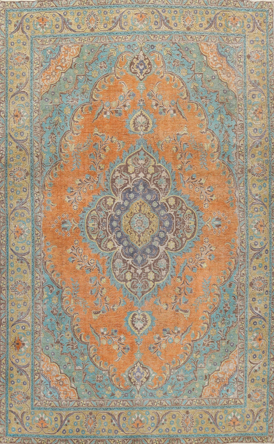 Traditional Distressed Tabriz Persian Area Rug 10x13