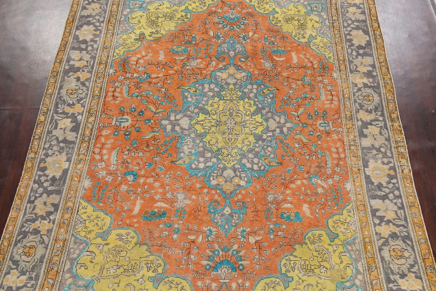 Floral Distressed Mashad Persian Area Rug 8x11