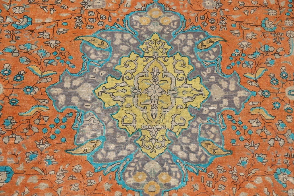 Floral Distressed Mashad Persian Area Rug 8x11