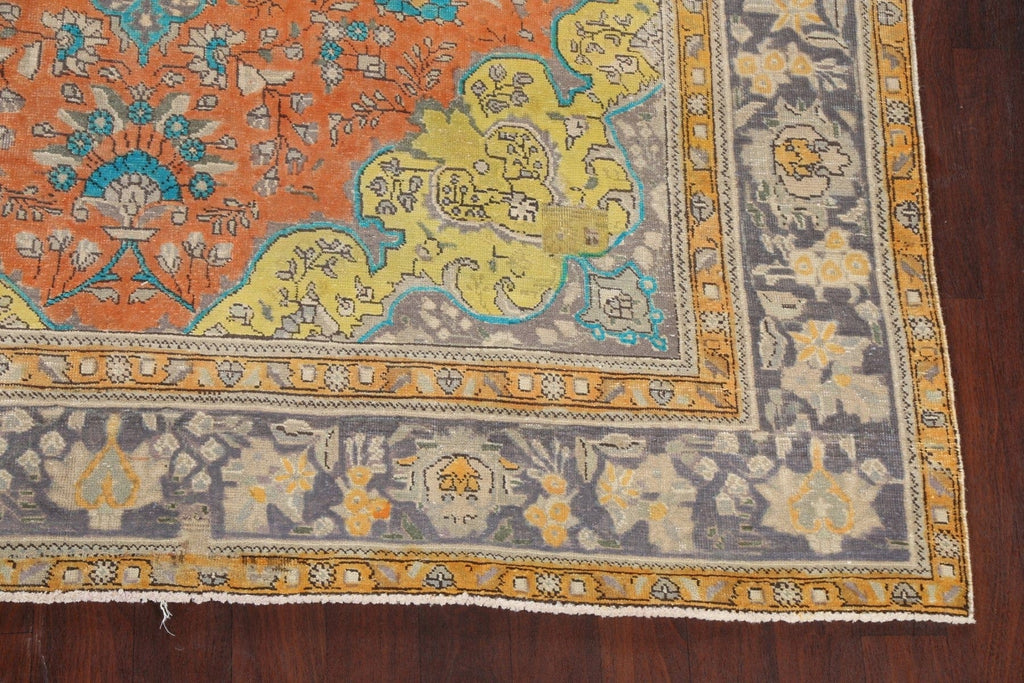 Floral Distressed Mashad Persian Area Rug 8x11