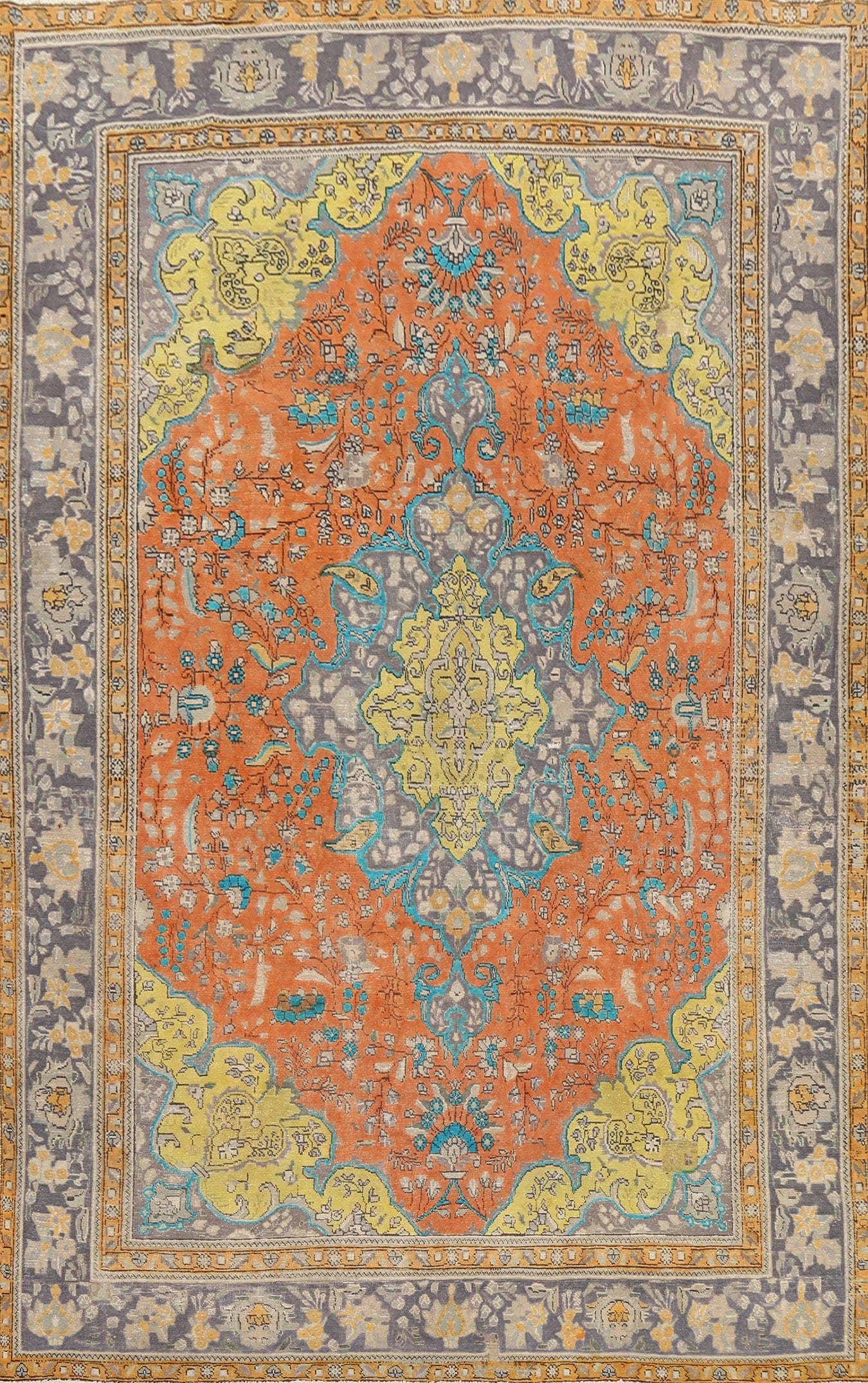 Floral Distressed Mashad Persian Area Rug 8x11