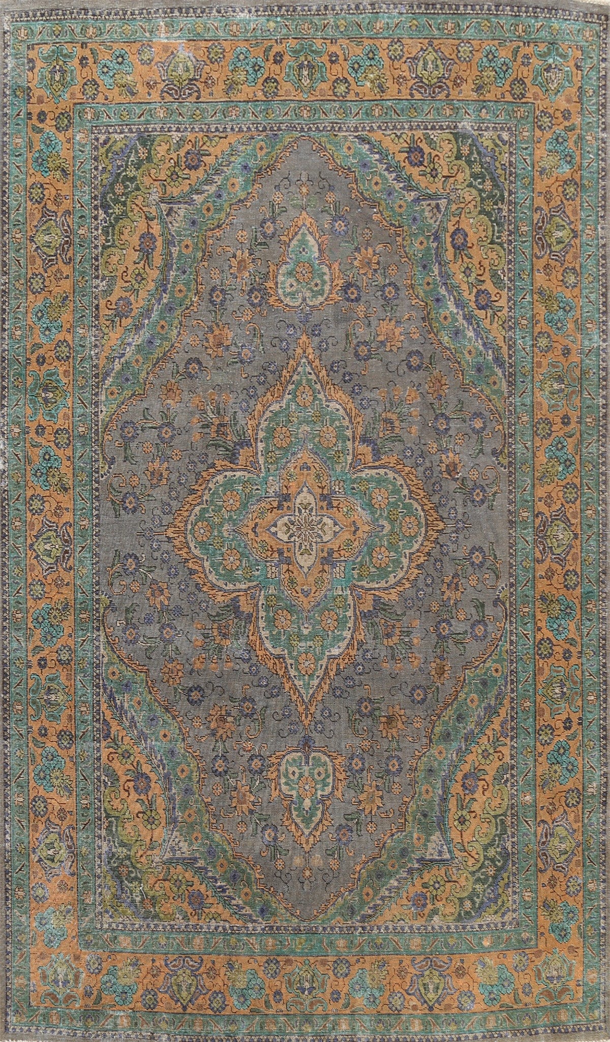 Traditional Distressed Tabriz Persian Area Rug 7x10