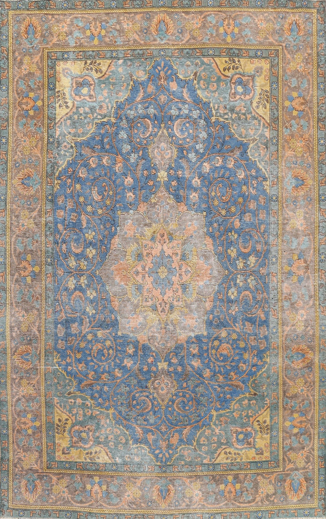 Traditional Distressed Tabriz Persian Area Rug 8x11