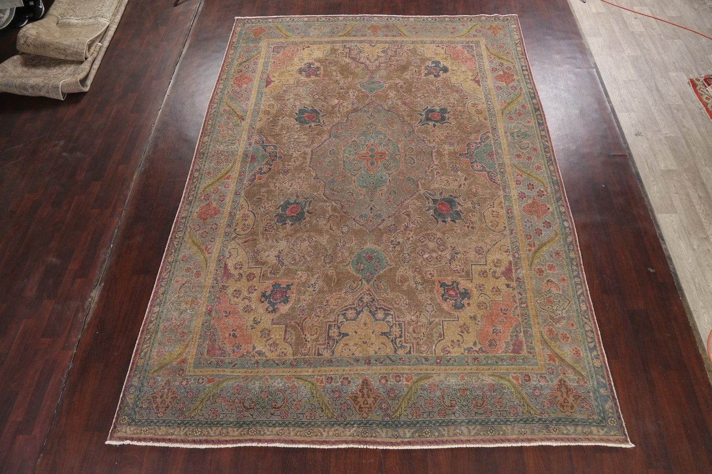 Traditional Distressed Tabriz Persian Area Rug 9x13