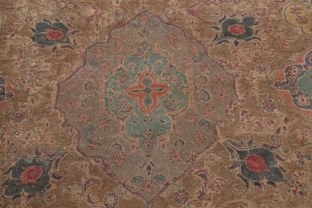 Traditional Distressed Tabriz Persian Area Rug 9x13