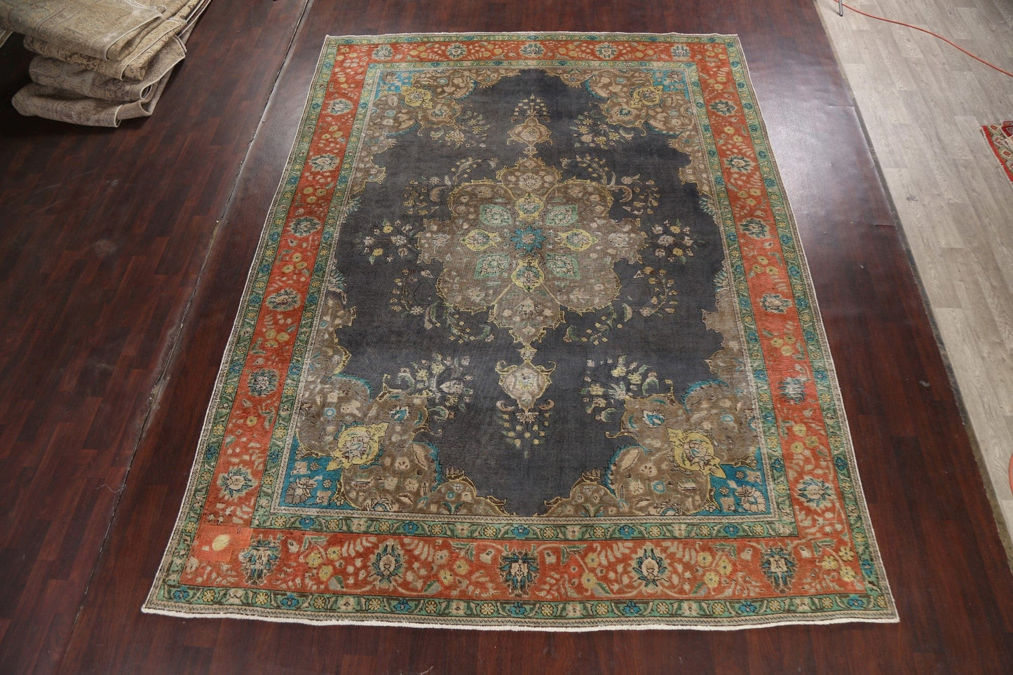 Traditional Distressed Tabriz Persian Area Rug 10x13