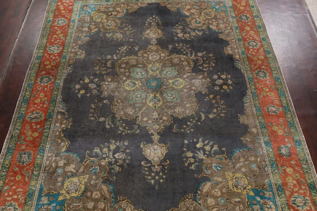 Traditional Distressed Tabriz Persian Area Rug 10x13