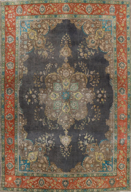 Traditional Distressed Tabriz Persian Area Rug 10x13