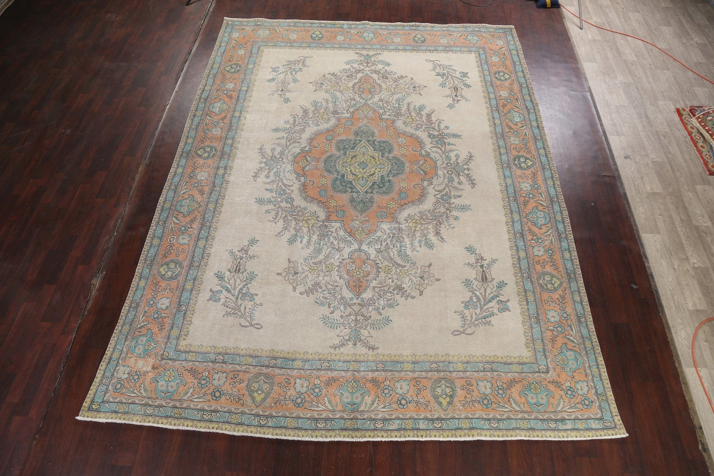 Traditional Distressed Tabriz Persian Area Rug 10x13