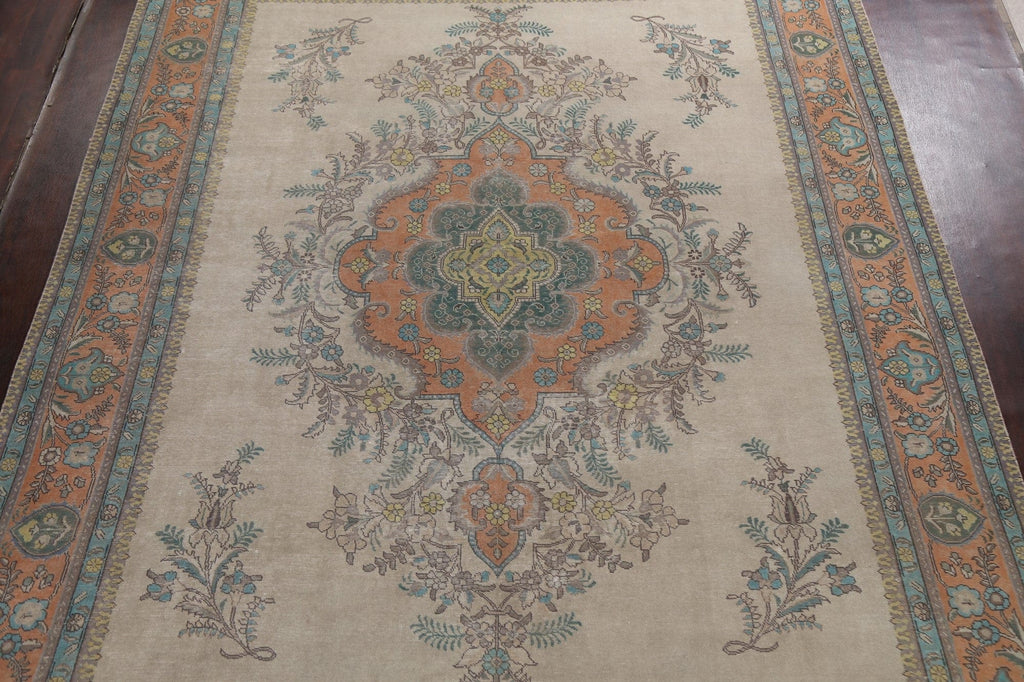 Traditional Distressed Tabriz Persian Area Rug 10x13