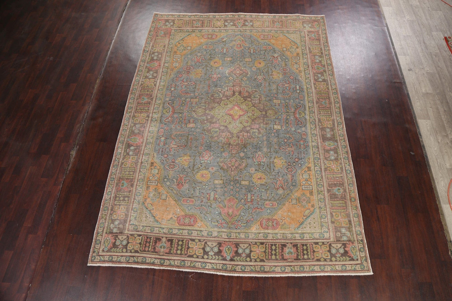 Geometric Distressed Tabriz Persian Area Rug 8x11