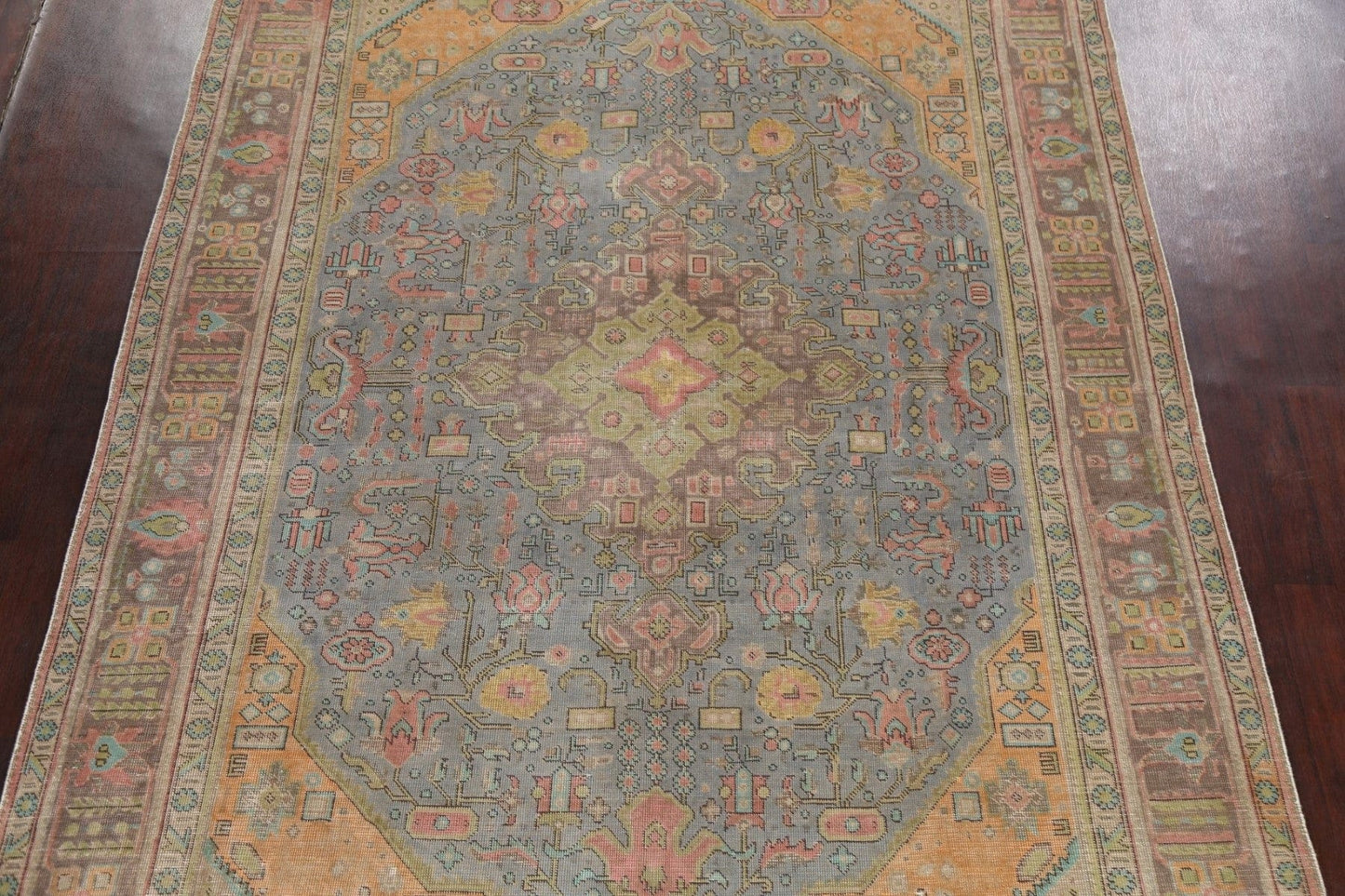 Geometric Distressed Tabriz Persian Area Rug 8x11