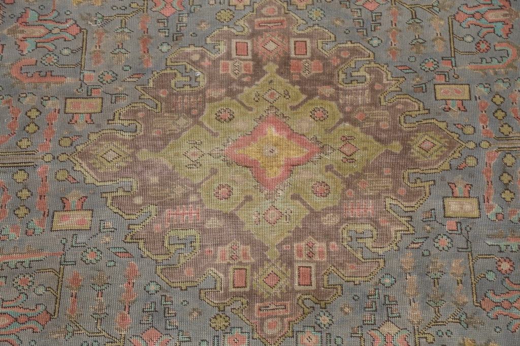 Geometric Distressed Tabriz Persian Area Rug 8x11