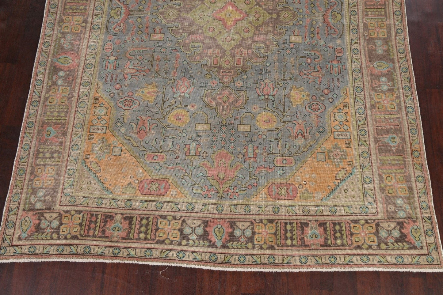 Geometric Distressed Tabriz Persian Area Rug 8x11