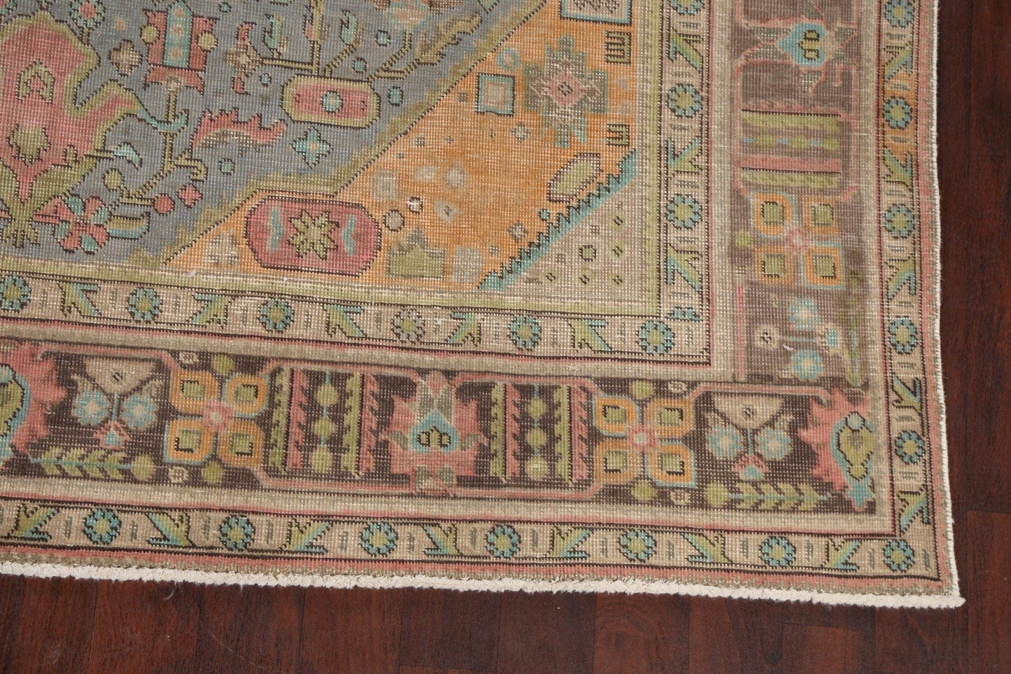 Geometric Distressed Tabriz Persian Area Rug 8x11