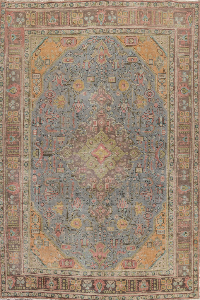 Geometric Distressed Tabriz Persian Area Rug 8x11