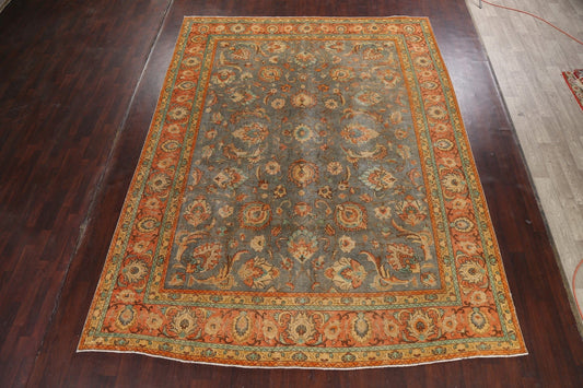 Distressed Floral Tabriz Persian Area Rug 10x13