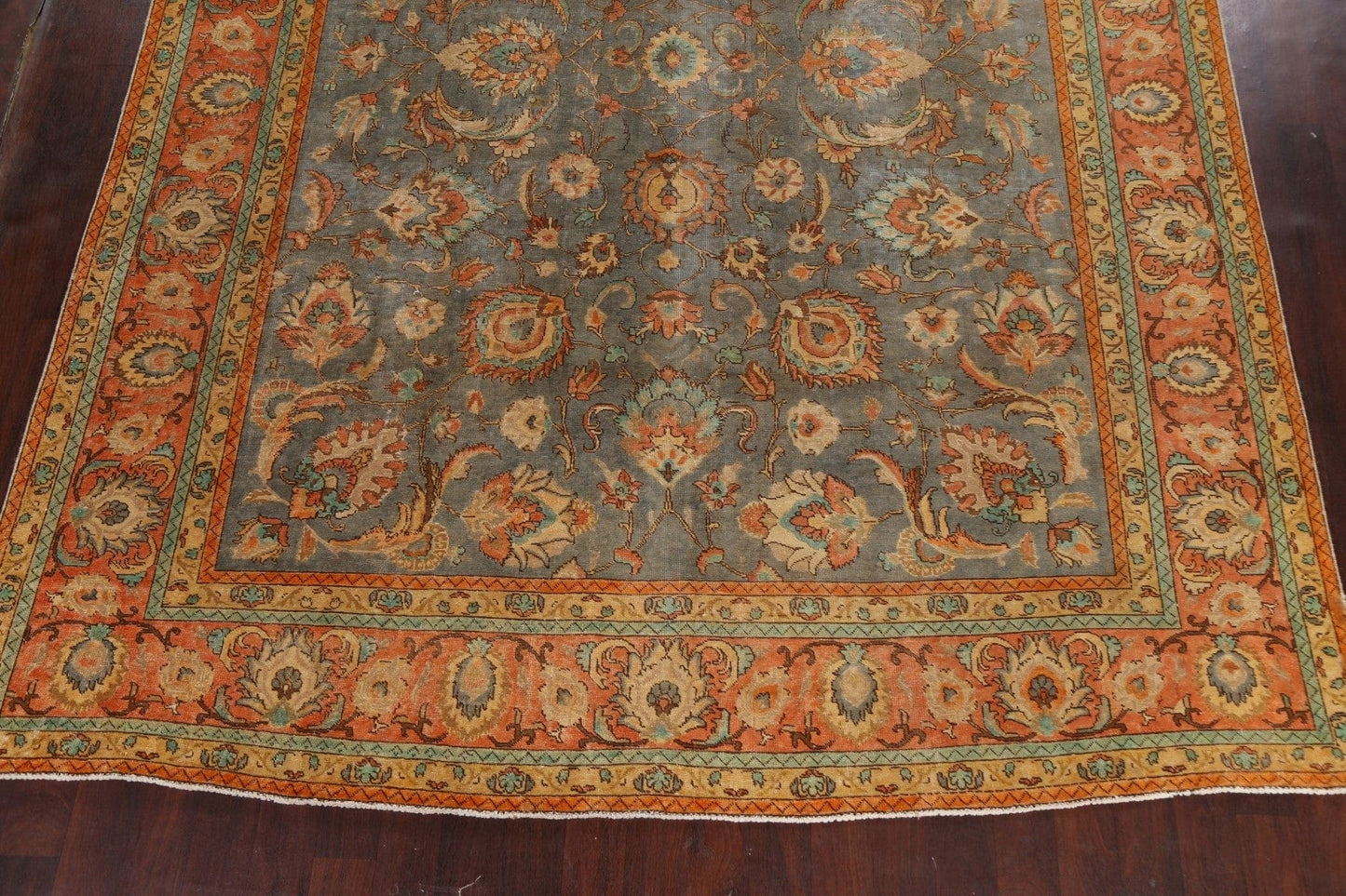 Distressed Floral Tabriz Persian Area Rug 10x13