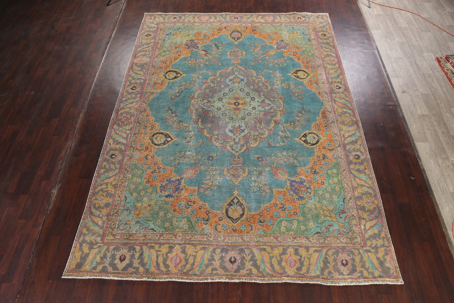 Traditional Distressed Tabriz Persian Area Rug 9x13